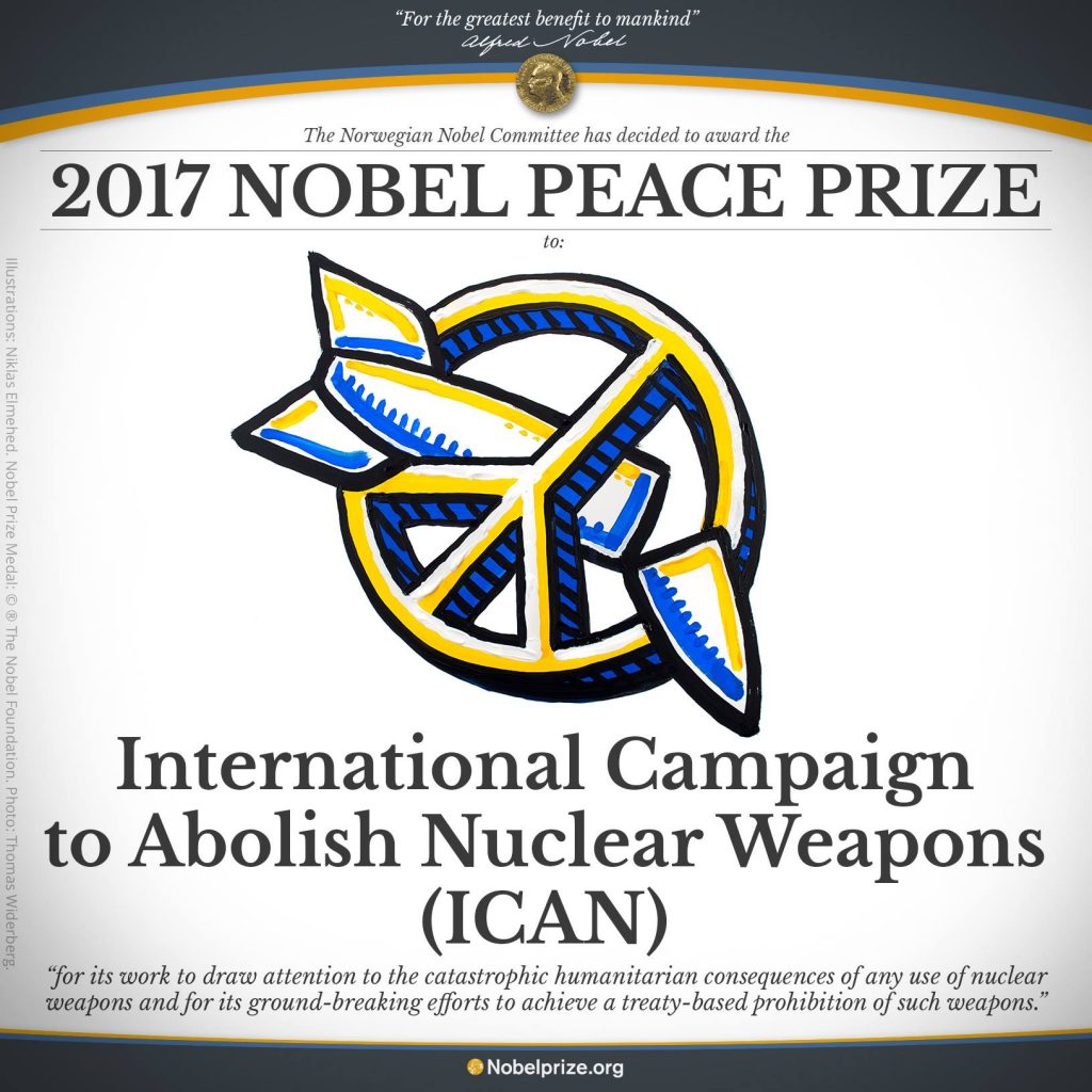 Campaña Internacional para la Abolición de las Armas Nucleares (ICAN)- Nobel de la Paz 2017
