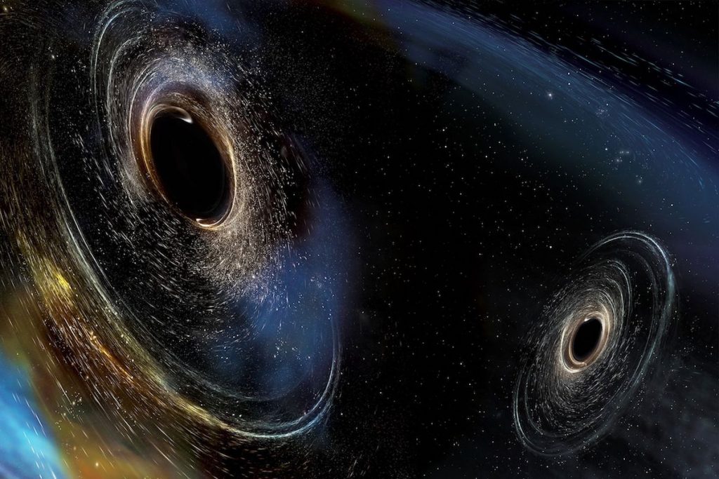 Dos agujeros negros a punto de colisionar- LIGO