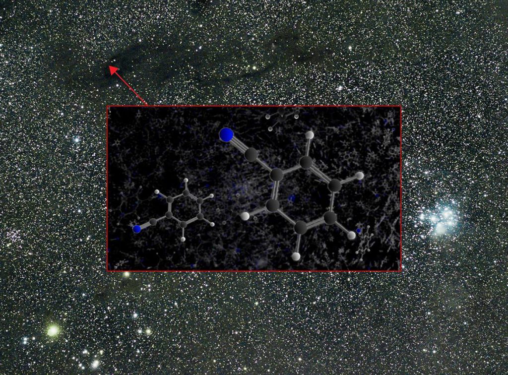 Molécula aromática benzonitrilo detectada en la nube molecular de Tauro número 1 (TMC-1) desde el telescopio GBT- B McGuire, B Saxton (NRAO, AUI_NSF)