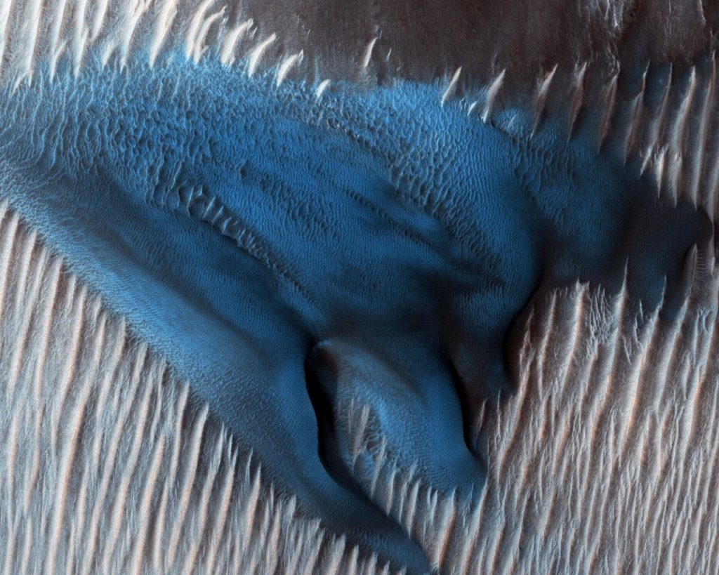 Dunas azul turquesa en Marte- NASA, JPL-Caltech, Univ. of Arizon
