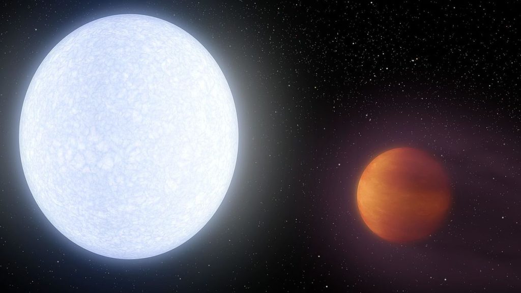 El exoplaneta Kelt-9b orbitando su estrella Kelt-9- NASA, JPL-Caltech