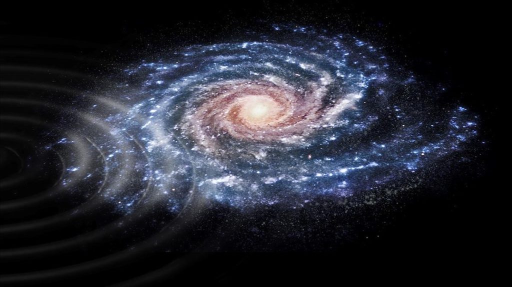 Interpretación artística de la perturbación en las velocidades de las estrellas de nuestra galaxia- JMRue, UB