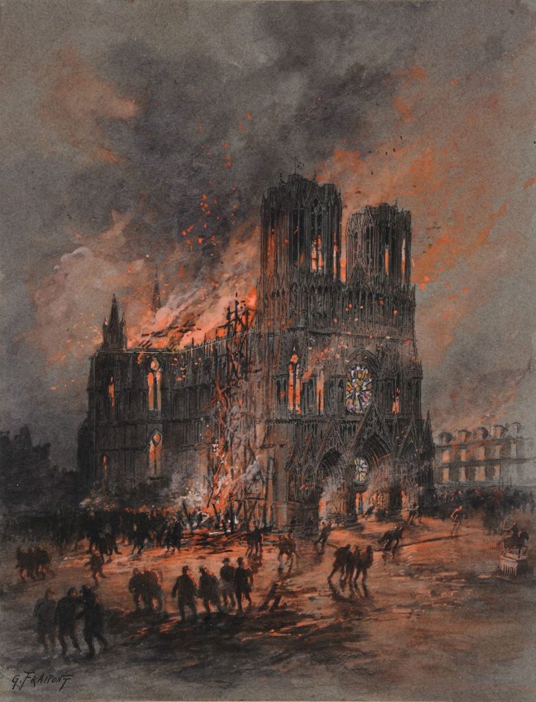 L'incendie de la cathédrale de Reims(El Incendio de la Catedral de Reims)- Gustave Fraipont, 1914