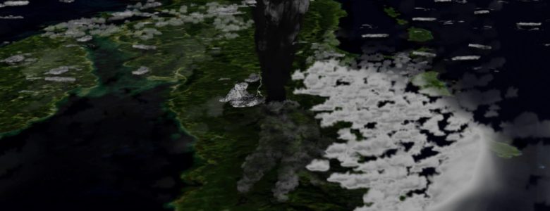 Erupción del supervolcán Toba, hace 74,000 años, vista desde el espacio